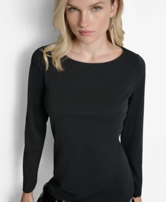 Women's Long Sleeve Sequin Hem Shift Dress