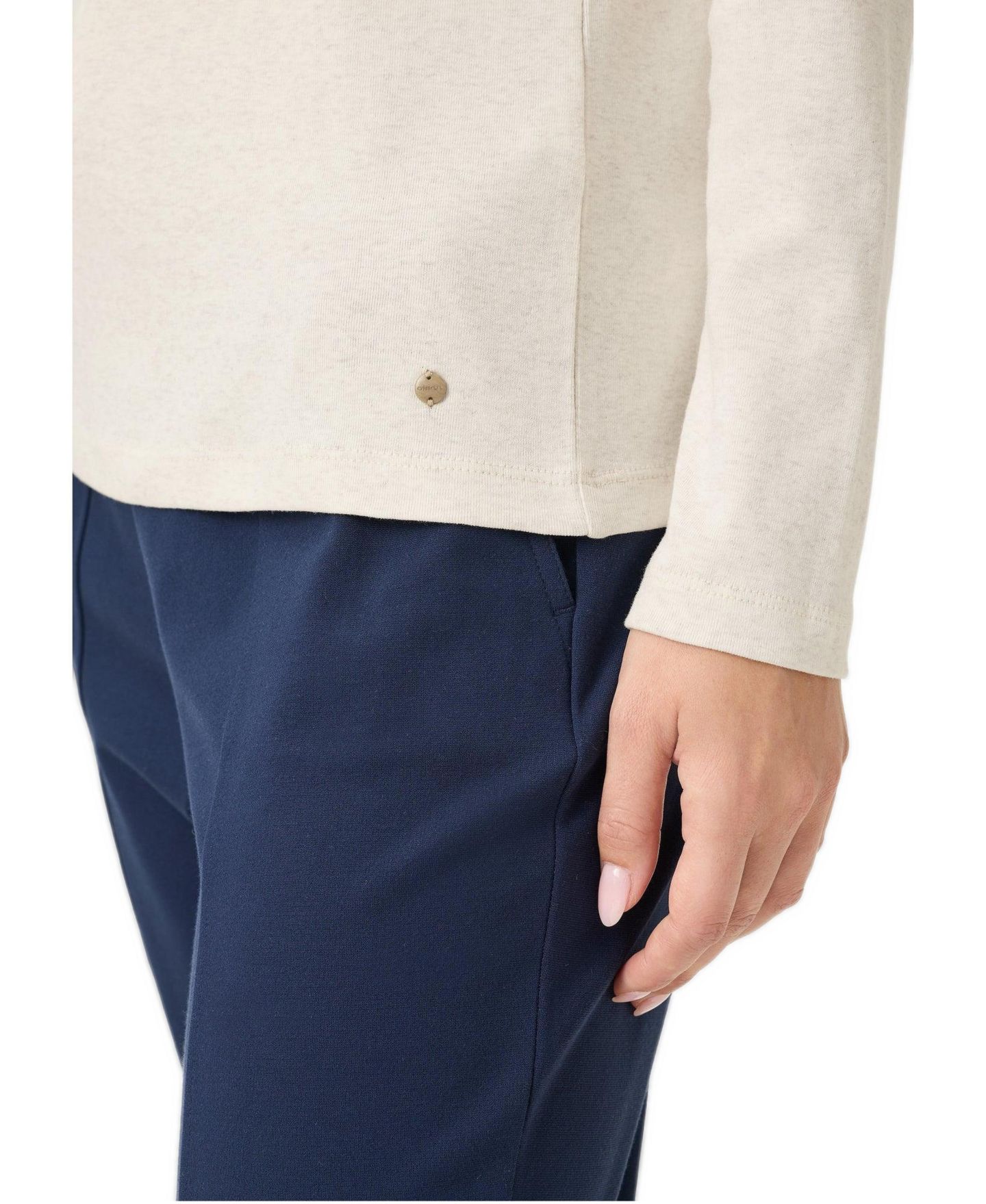 Женская футболка Olsen Solid Cotton, цвет: Миндальный бежевый — фото 3