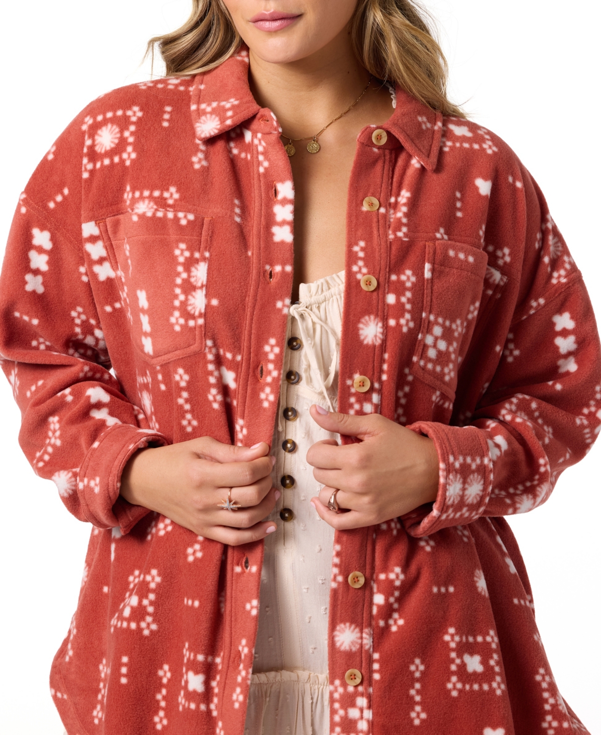O'neill Rune Oversize Superfleece Shirt Jacket In Brown