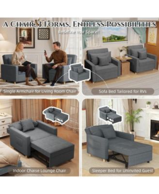 36" Sleeper Chair, Convertible Chair Bed for Adults, 3-in-1 Pull Out Sofa Chair