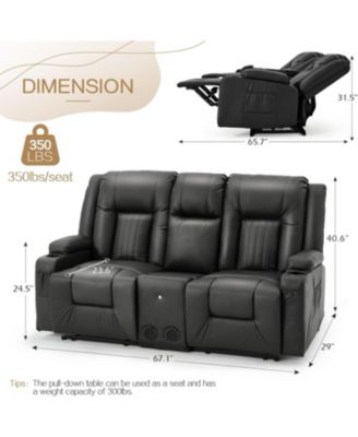 Recliner Loveseat with Console&Bluetooth Speakers, Manual RV Reclining Sofa