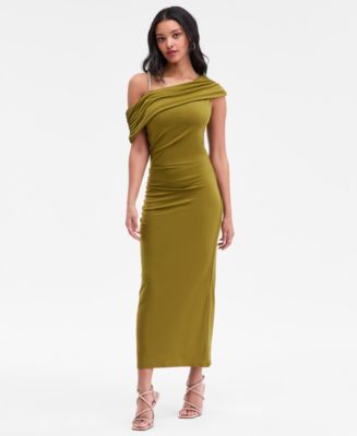 RACHEL Rachel Roy Women's Asymmetrical Drape Beaded Strap Midi Dress