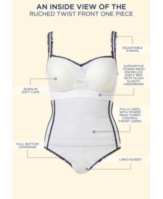 Women's Ruched Twist Front One Piece Swimsuit