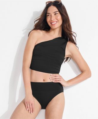 Women's D-Cup Ruched One Shoulder Midkini Top