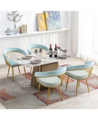 Mid Century Dining Chair, Velvet Upholstered Side Chair with Metal Legs for Makeup/Living Room (Set of 4)