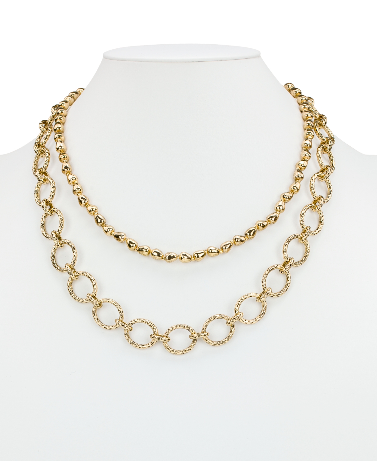 Patricia Nash Beaded Green And Antique Gold-tone Modern Modular Necklace In Gold