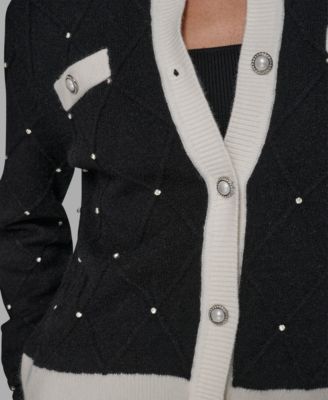 Women's Crew Neck Front-Button Cardigan Sweater