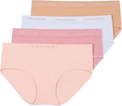 4-Pack Seamless Solid Color Hipsters with Logo Waistband