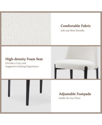 Modern 3-Piece Faux Marble Round Dining Table with Boucle Chairs in White Dining Room Set for Kitchen