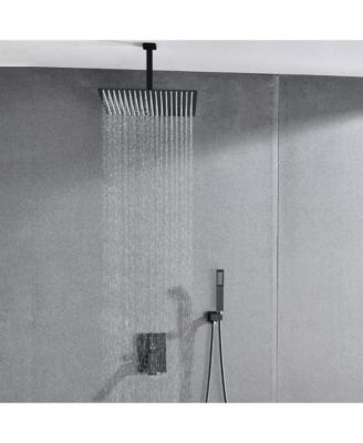 Ceiling Mount Shower Faucet Set, Hand Shower, 16 inch Shower Head and Tub Spout Rain Mixer Shower Combo Set