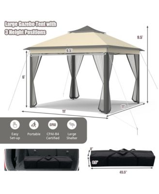 11 x 11 ft Pop up Gazebo 2-Tier Patio Canopy Tent Shelter w/ Carrying Bag