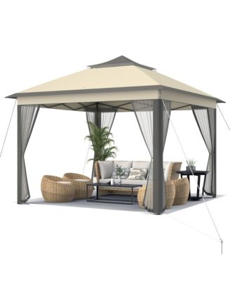 11 x 11 ft Pop up Gazebo 2-Tier Patio Canopy Tent Shelter w/ Carrying Bag
