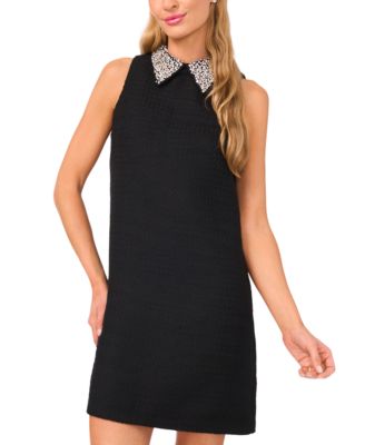 Women's Collar Trim Sleeveless Mini Dress