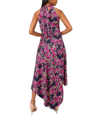 Women's Draped Satin Tie Back Halter Midi Dress