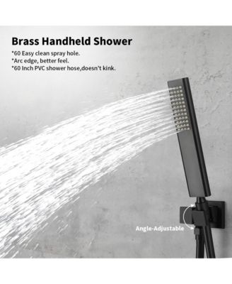 Male NPT Bathtub Shower Faucet Set, Waterfall Tub Faucet with 12-Inch Matte Black Rain Shower Head System