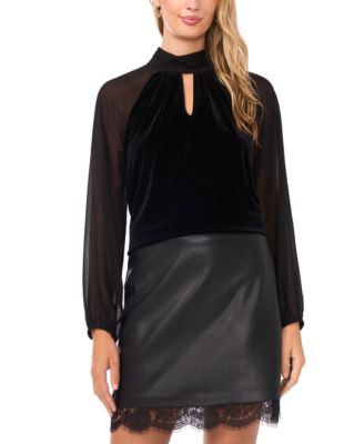Vince Camuto - Women's Mock Neck Long Sleeve Blouse