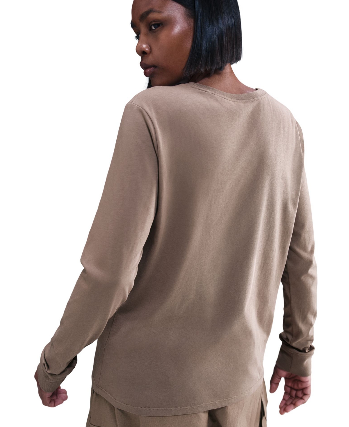 Nike Sportswear Club Women's Cotton Long-sleeve T-shirt In Brown