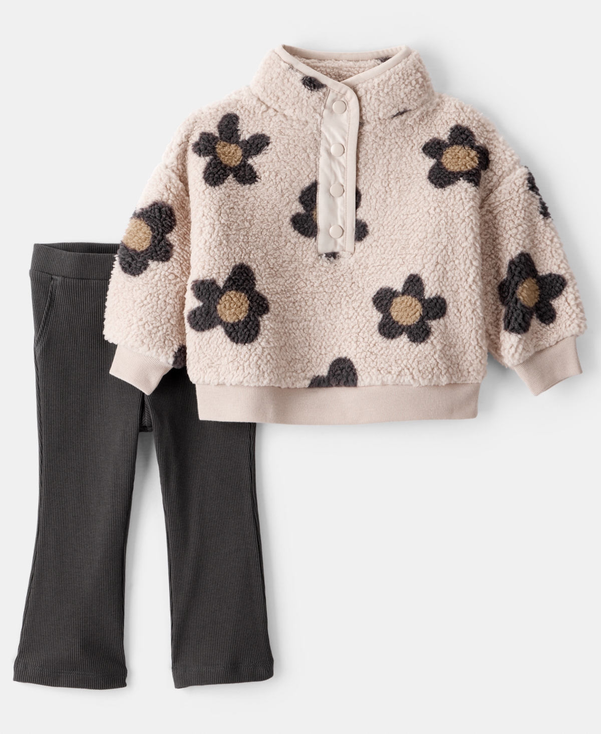 Carter's Baby Girls 2-piece Floral Pull-over Top And Pants Set In Pink