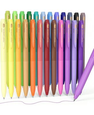 Four Candies Quick Dry Ink Colored Pens Set, 24 Colors Retractable Gel Pens, Colored Gel Pens for Office, School & Home Back To School