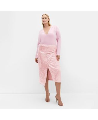 Plus Size Sequin Midi Skirt