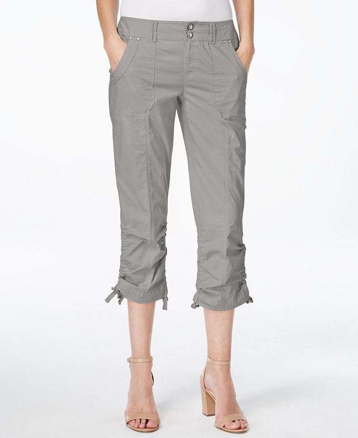 INC International Concepts I.N.C. Petite RuchedLeg Cargo Capri Pants