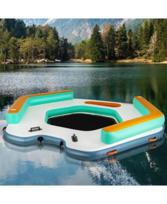 8.7 Ft Inflatable Floating Dock with Detachable Ladder and Mesh Swim Lounge