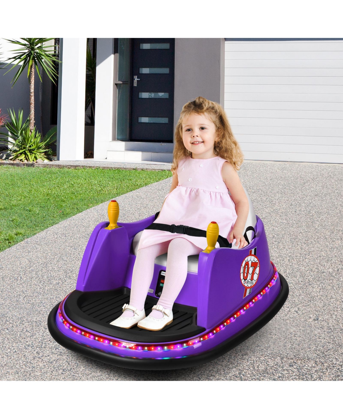 12V Kids Bumper Car with Flashing Lights and Remote Control for Toddlers