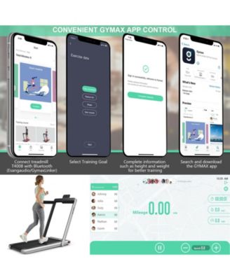 2-in-1 Electric Folding Treadmill with Dual Display for Home Fitness, Silver