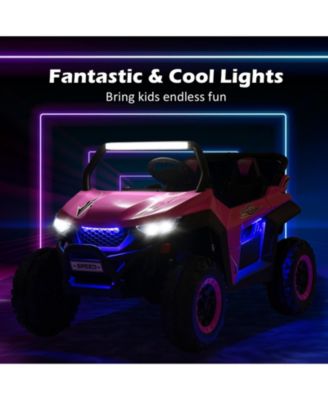 12V Two-Seater Kids Ride On UTV with Slow Start Function and Music, Pink