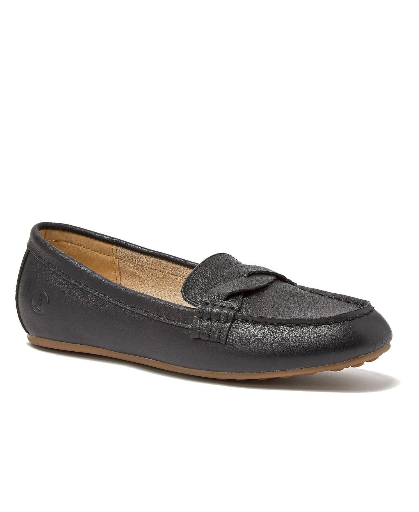 Женские туфли Lands' End Comfort Slip on Leather, цвет: Чёрный — фото 1
