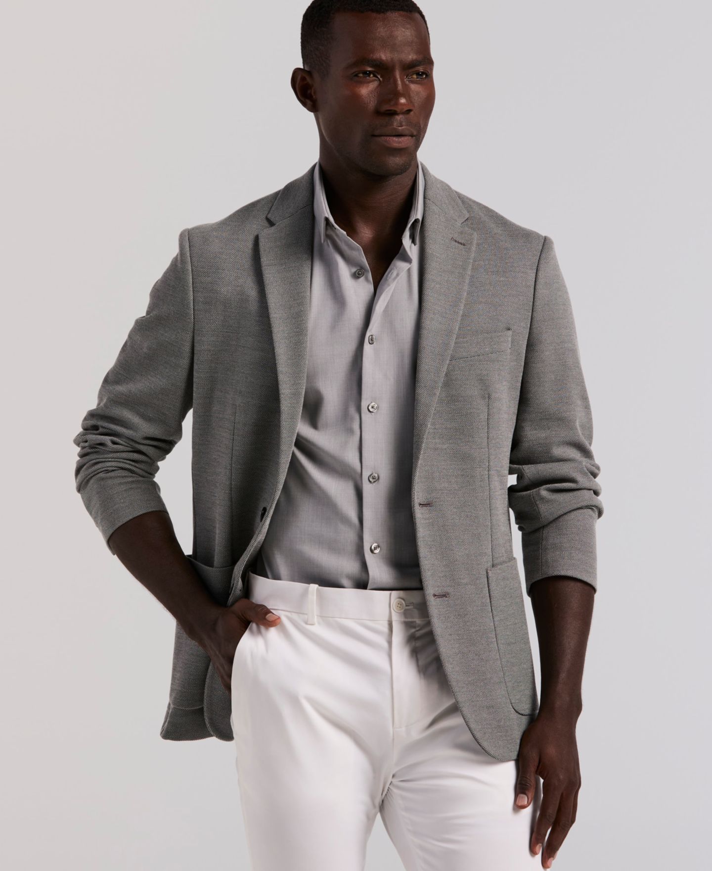 Мужская куртка Perry Ellis Single Breasted Textured Blazer, цвет: Чёрный клетчатый — фото 4