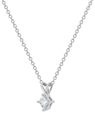 Diamond Solitaire Pendant Necklace (1/2 ct. t.w.) in 14K White Gold