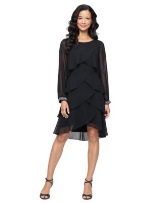 Women's Rhinestone-Cuff Tiered Dress