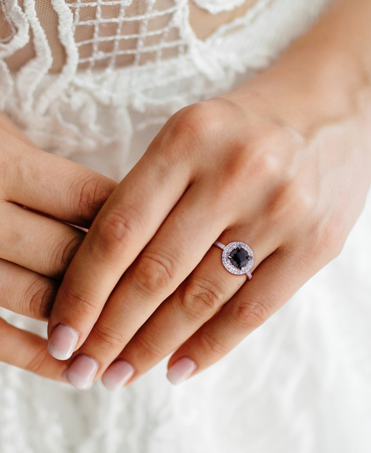 Macy's Black And White Certified Diamond Double Halo Engagement Ring (1-5/8 Ct. T.w.) In 14k White Gold (al In Metallic