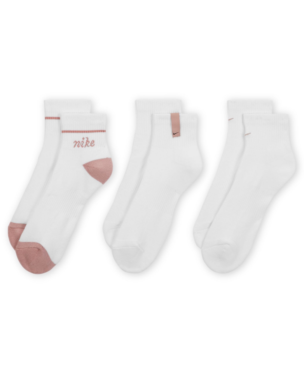 Nike Men's Everyday Plus Cushioned 3-pack Ankle Socks In White