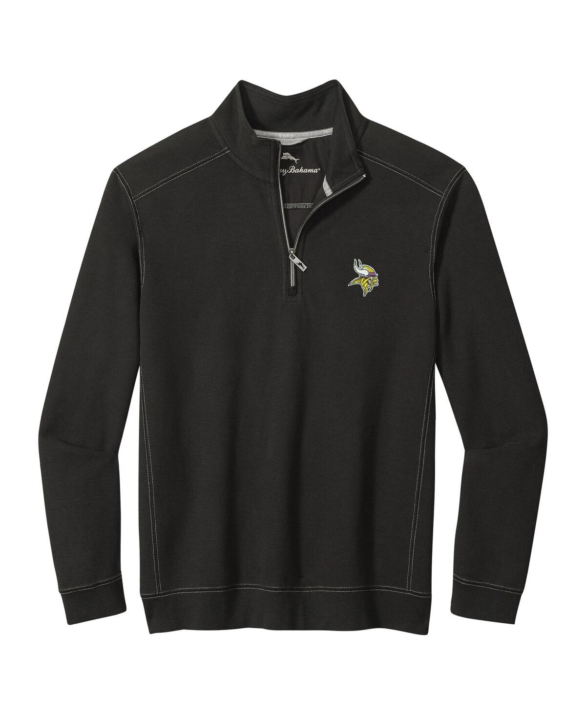 Tommy Bahama Men's Black Minnesota Vikings Big Tall Montego Bay Half-Zip Pullover Hoodie