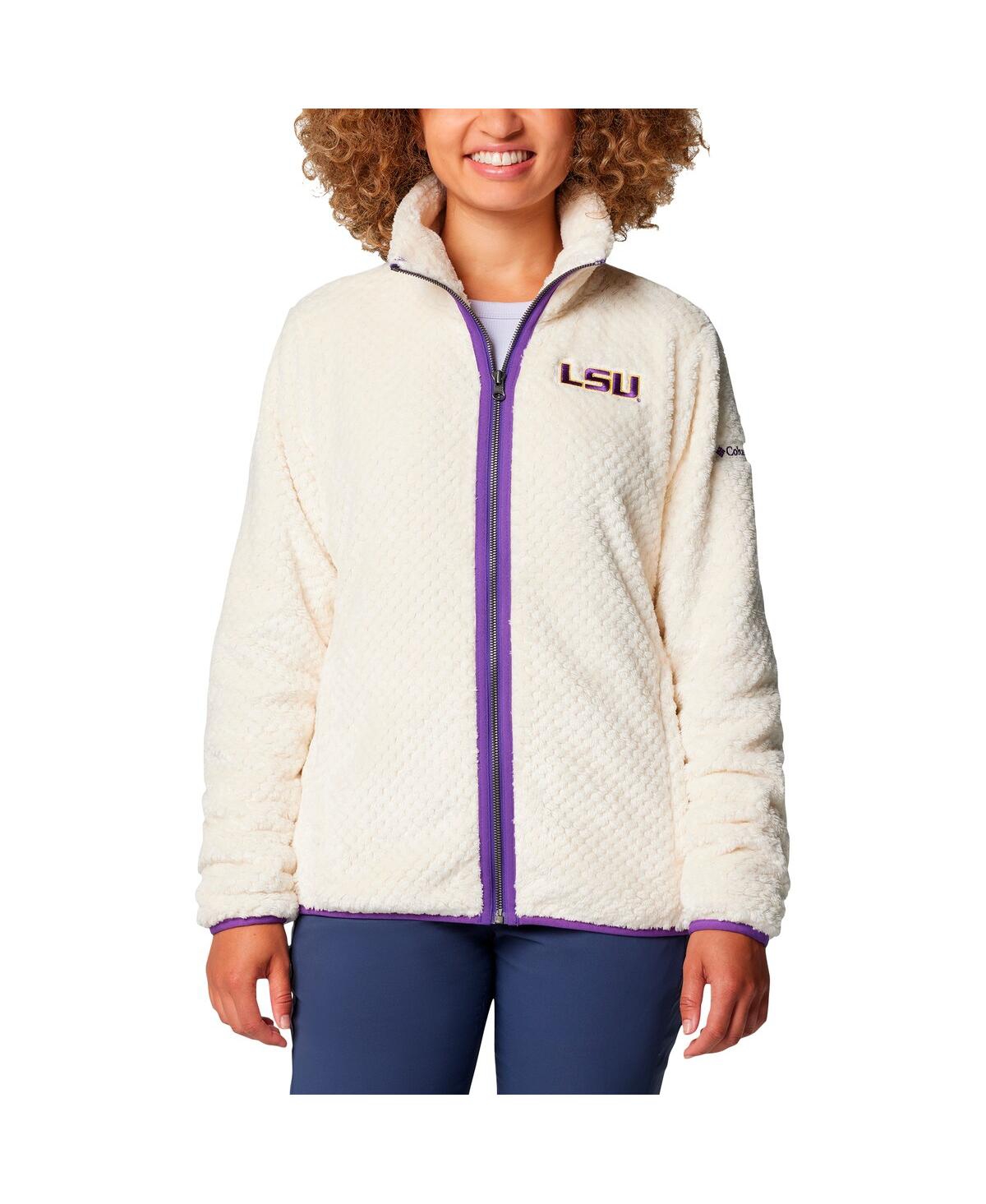 Columbia Cream Lsu Tigers Fireside Ii Sherpa Full-zip Jacket In Metallic