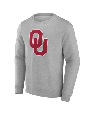Men's Heather Gray Oklahoma Sooners Applique Fleece Pullover Sweatshirt
