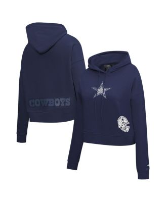 Pro Standard - Women's Navy Dallas Cowboys Jeweled Cropped Pullover Hoodie