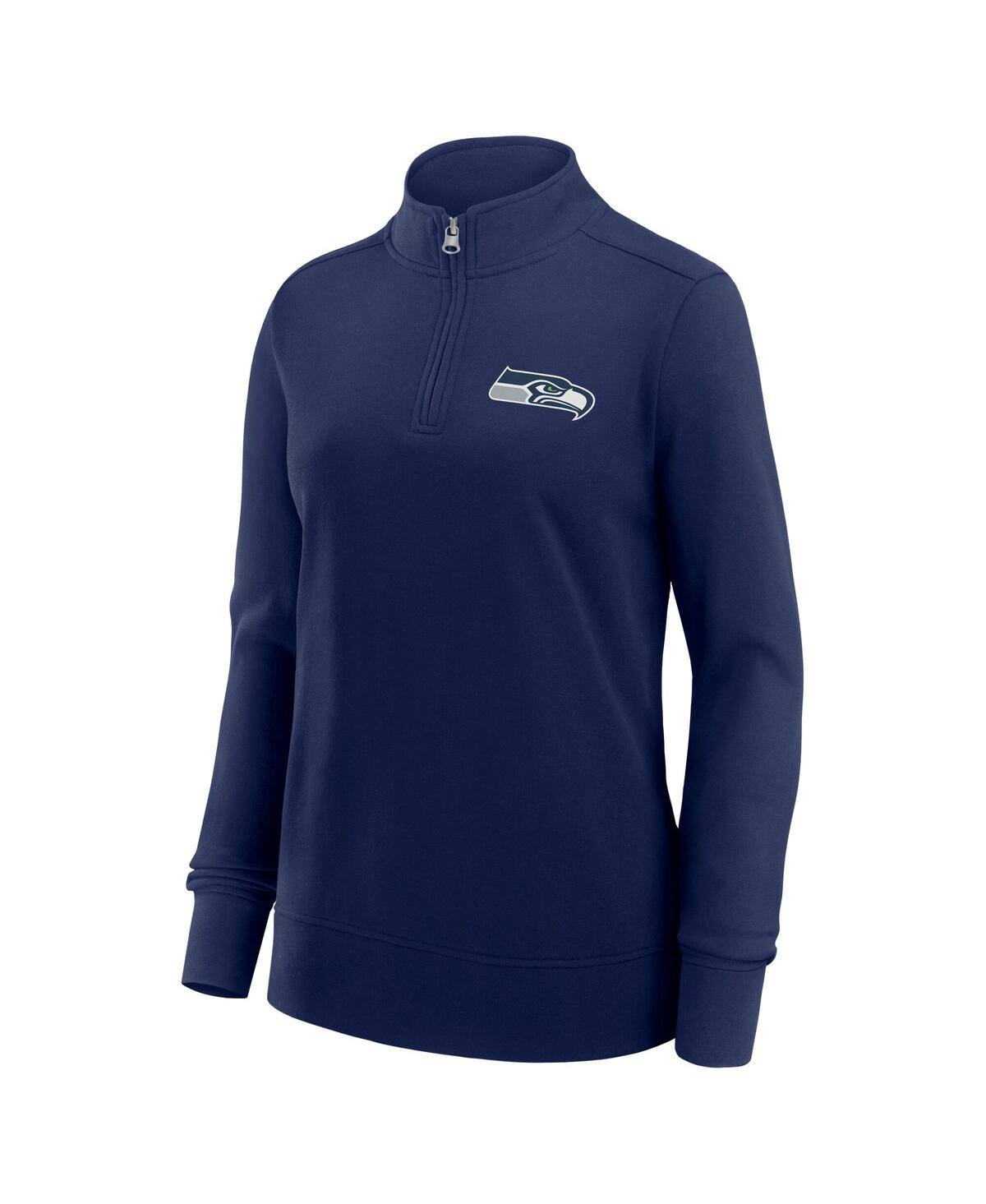 Logo Athletic Women's College Navy Seattle Seahawks Velocity Quarter-zip Jacket In Blue