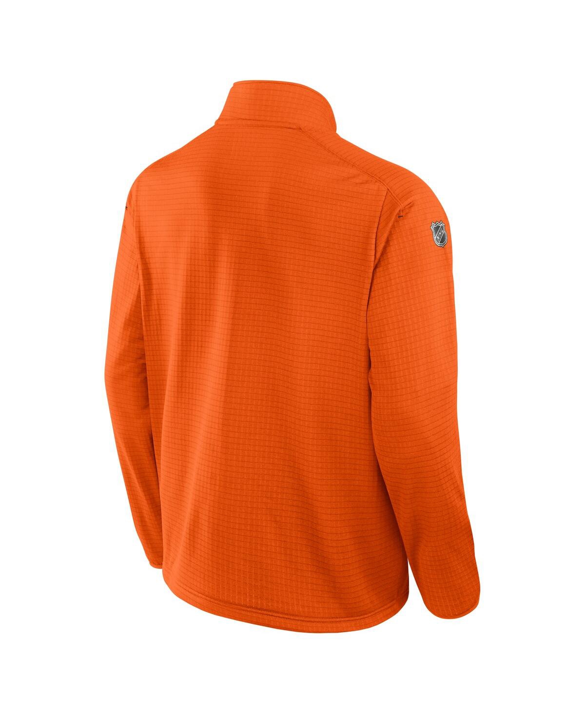 Fanatics Men's Orange Philadelphia Flyers Authentic Pro Rink Quarter-zip Sweatshirt In Animal Print