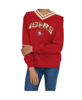 Women's Scarlet San Francisco 49ers Alice V-Neck Pullover Sweatshirt