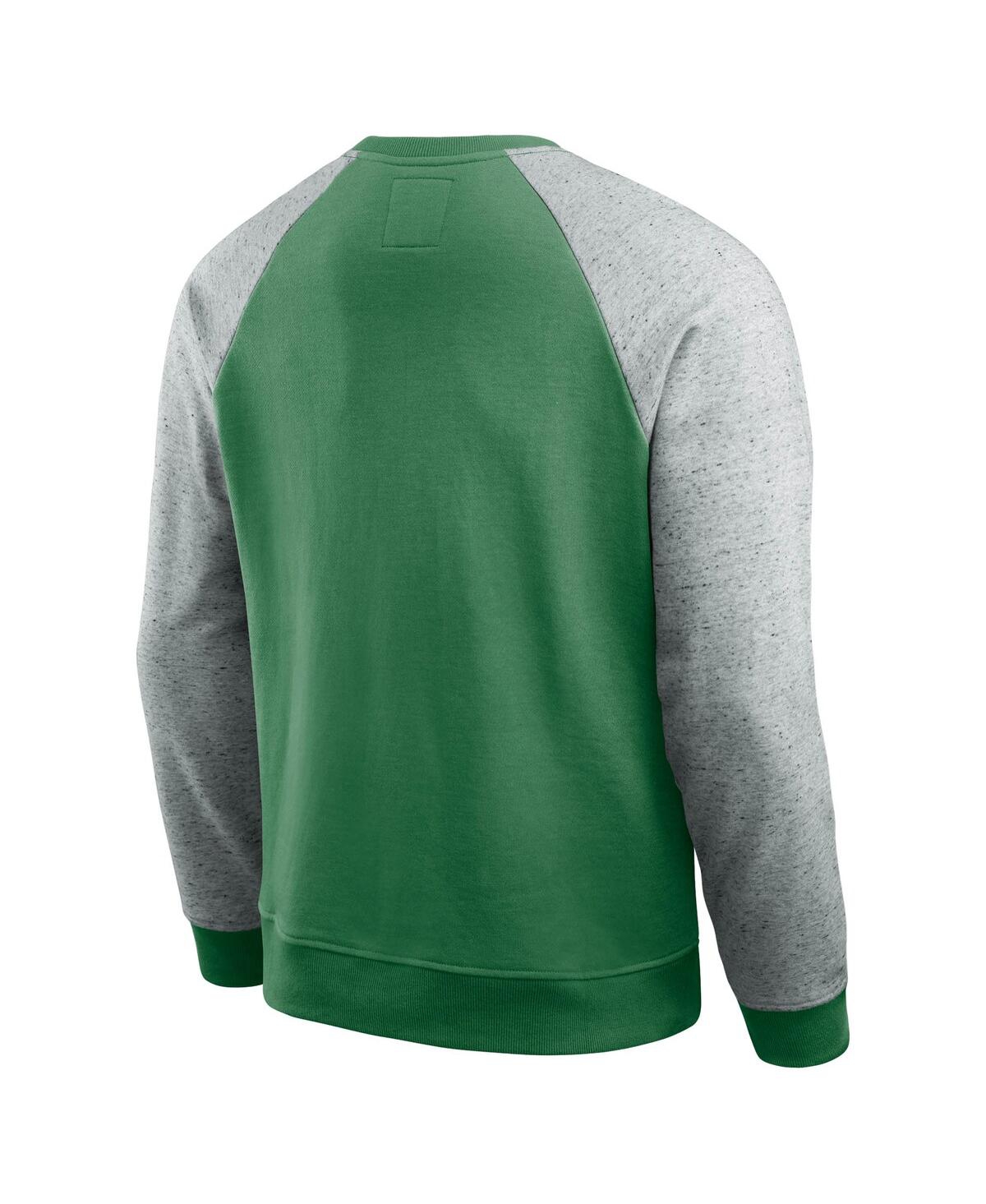 Darius Rucker Collection by Fanatics Men's Kelly Green/Heather Gray New York Jets Throwback Color Block Raglan Pullover Sweatshirt
