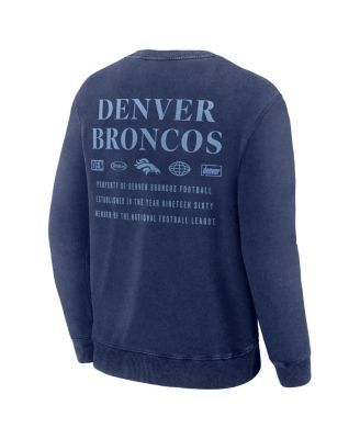 Men's Navy Denver Broncos Deep Route Pullover Sweatshirt
