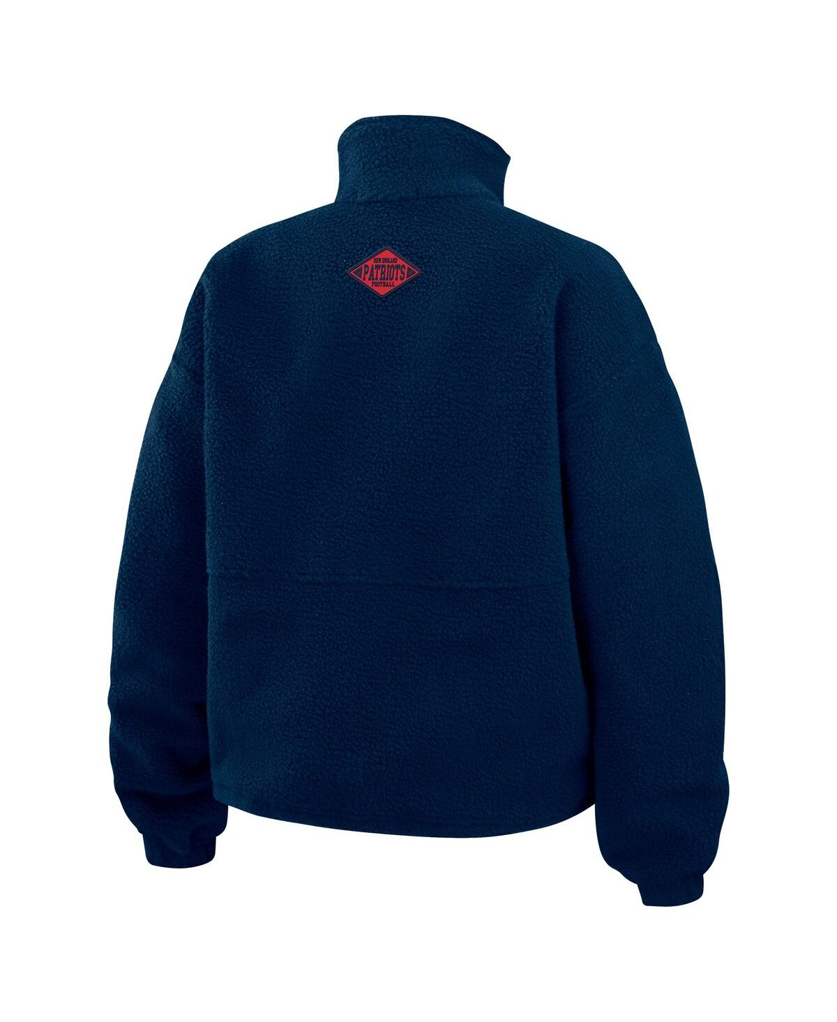 Wear By Erin Andrews Women's Navy New England Patriots Polar Fleece Half-zip Jacket In Blue