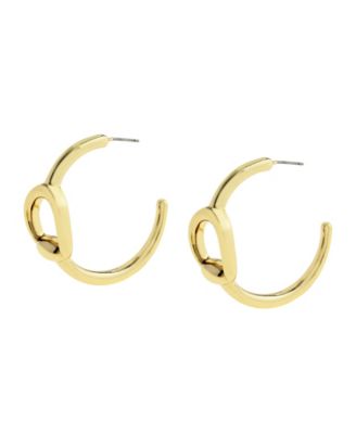 Gold Collegiate C Link Hoop Earrings