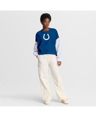 Women's Royal Indianapolis Colts Oversized Color-Block Pullover Sweatshirt
