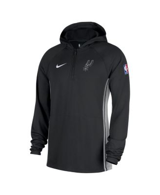Men's Black San Antonio Spurs Authentic On Court Zone Quarter-Zip Dri-FIT Hoodie Jacket
