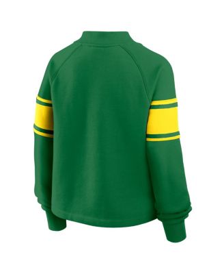 Women's Green Oregon Ducks Oversized Hometown Premium Punt Coverage Raglan Pullover Sweatshirt