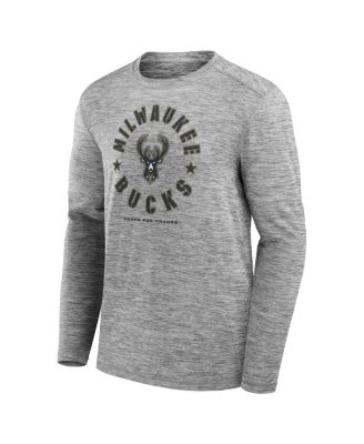 Men's Heather Gray Milwaukee Bucks NBA Hoops for Troops Long Sleeve T-Shirt